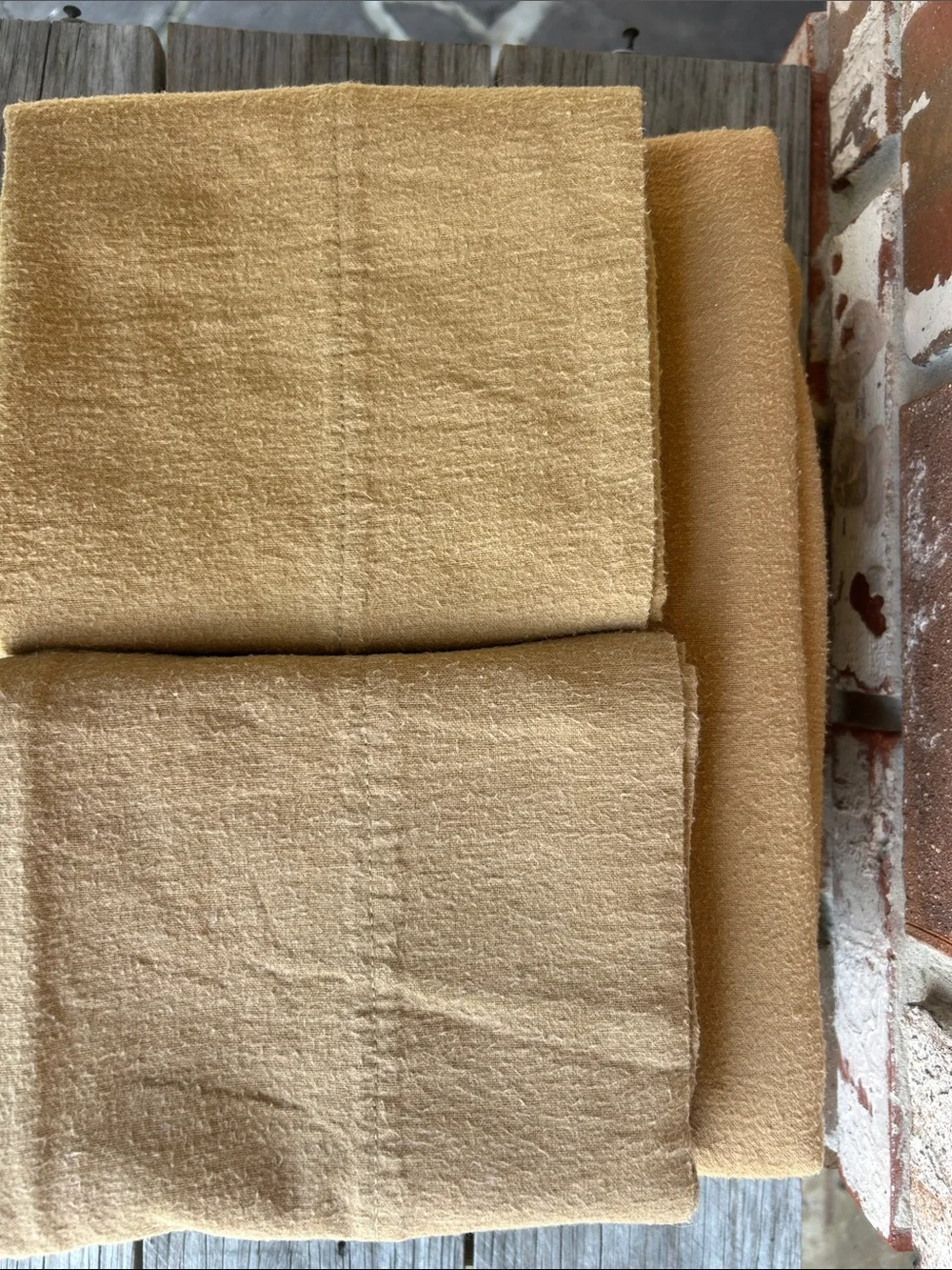 Vintage 90s Ralph Lauren Camel Flannel Full Sheet Set 4 piece USA 100% cotton